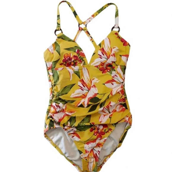Kona Sol Floral One Piece Swim Suit Sz Small - Picture 1 of 6